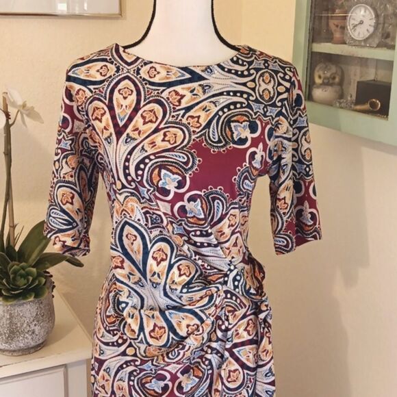 Shelby and Palmer Paisley Textured Soft Knit Dress. Boho. Arty. - Picture 2 of 12